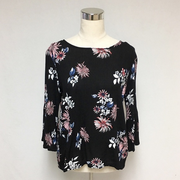 Daytrip Floral Boho Hippie Tie Back Top 10P - Picture 2 of 12
